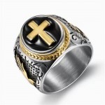 Cross Design God Theme Fashion Titanium Men Ring - Golden