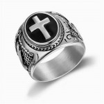 Cross Design God Theme Fashion Titanium Men Ring - Silver