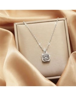 Bling Square Pendant IG Style Women Stainless Steel Wholesale Collarbone Necklace