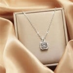 Bling Square Pendant IG Style Women Stainless Steel Wholesale Collarbone Necklace