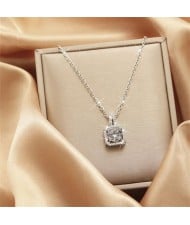 Bling Square Pendant IG Style Women Stainless Steel Wholesale Collarbone Necklace