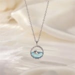 Round Cute Whale Pendant IG Style Women Stainless Steel Wholesale Collarbone Necklace - Silver