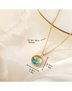 Round Cute Whale Pendant IG Style Women Stainless Steel Wholesale Collarbone Necklace - Golden
