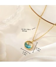 Round Cute Whale Pendant IG Style Women Stainless Steel Wholesale Collarbone Necklace - Golden
