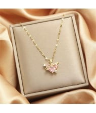 Shining Love Heart Pendant IG Style Women Stainless Steel Wholesale Collarbone Necklace