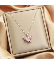 Shining Love Heart Pendant IG Style Women Stainless Steel Wholesale Collarbone Necklace