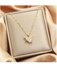 Shining Love Heart Pendant IG Style Women Stainless Steel Wholesale Collarbone Necklace