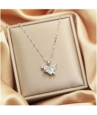 Shining Love Heart Pendant IG Style Women Stainless Steel Wholesale Collarbone Necklace
