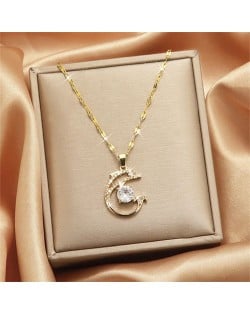 Shining Dolphin Pendant IG Style Women Stainless Steel Wholesale Collarbone Necklace