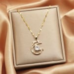 Shining Dolphin Pendant IG Style Women Stainless Steel Wholesale Collarbone Necklace
