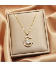 Shining Dolphin Pendant IG Style Women Stainless Steel Wholesale Collarbone Necklace