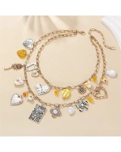 Vintage Bohemian Fashion Dual Layers Holiday Style Women Wholesale Necklaces