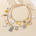 Vintage Bohemian Fashion Dual Layers Holiday Style Women Wholesale Necklaces