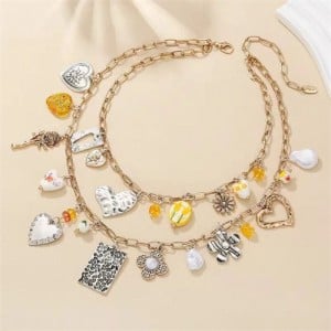 Vintage Bohemian Fashion Dual Layers Holiday Style Women Wholesale Necklaces