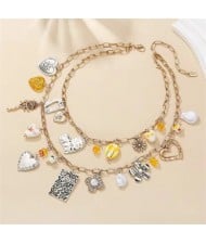 Vintage Bohemian Fashion Dual Layers Holiday Style Women Wholesale Necklaces