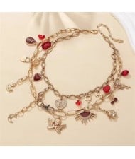 Vintage Bohemian Fashion Dual Layers Holiday Style Women Wholesale Necklaces