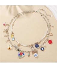 Vintage Bohemian Fashion Dual Layers Holiday Style Women Wholesale Necklaces