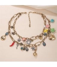 Vintage Bohemian Fashion Dual Layers Holiday Style Women Wholesale Necklaces