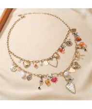 Vintage Bohemian Fashion Dual Layers Holiday Style Women Wholesale Necklaces