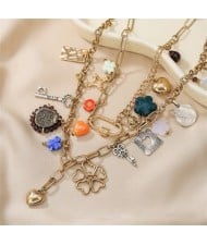 Vintage Bohemian Fashion Dual Layers Holiday Style Women Wholesale Necklaces