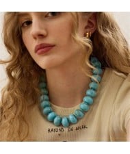 Chunky Acrylic Beaded Boho Statement Choker Necklace for Women