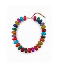 Chunky Acrylic Beaded Boho Statement Choker Necklace for Women