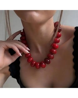 Vintage Flat Disc Bead Choker Necklace Large Resin Women Statement Collar Necklace