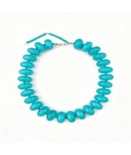 Vintage Flat Disc Bead Choker Necklace Large Resin Women Statement Collar Necklace
