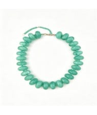 Vintage Flat Disc Bead Choker Necklace Large Resin Women Statement Collar Necklace