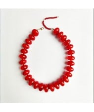 Vintage Flat Disc Bead Choker Necklace Large Resin Women Statement Collar Necklace