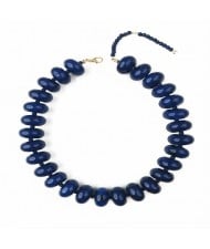 Vintage Flat Disc Bead Choker Necklace Large Resin Women Statement Collar Necklace