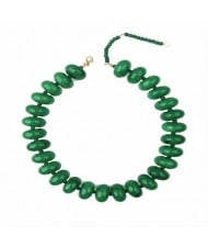 Vintage Flat Disc Bead Choker Necklace Large Resin Women Statement Collar Necklace
