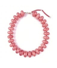 Vintage Flat Disc Bead Choker Necklace Large Resin Women Statement Collar Necklace