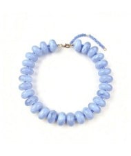 Vintage Flat Disc Bead Choker Necklace Large Resin Women Statement Collar Necklace
