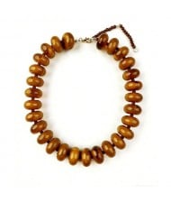 Vintage Flat Disc Bead Choker Necklace Large Resin Women Statement Collar Necklace