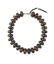 Vintage Flat Disc Bead Choker Necklace Large Resin Women Statement Collar Necklace