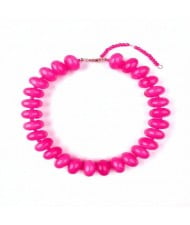 Vintage Flat Disc Bead Choker Necklace Large Resin Women Statement Collar Necklace