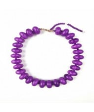 Vintage Flat Disc Bead Choker Necklace Large Resin Women Statement Collar Necklace