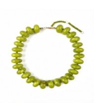 Vintage Flat Disc Bead Choker Necklace Large Resin Women Statement Collar Necklace