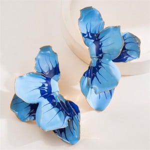 Korean Fashion Oil-spot Glazed Butterfly Floral Petal Women Wholesale Stud Earrings