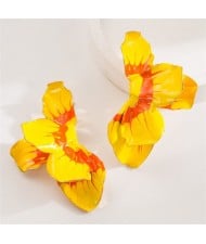 Korean Fashion Oil-spot Glazed Butterfly Floral Petal Women Wholesale Stud Earrings