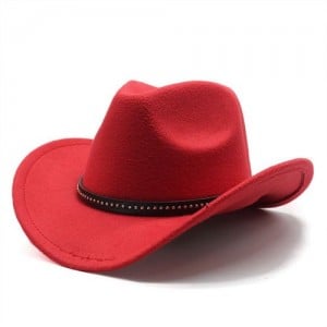 Casual Style Studded Band Wide Brim Cowboy Hat