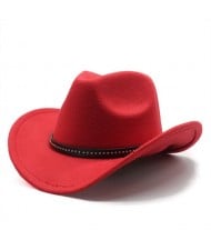 Casual Style Studded Band Wide Brim Cowboy Hat