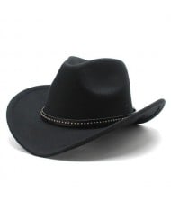 Casual Style Studded Band Wide Brim Cowboy Hat