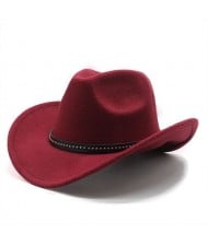 Casual Style Studded Band Wide Brim Cowboy Hat