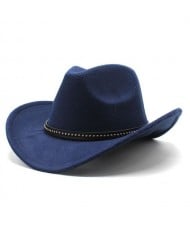 Casual Style Studded Band Wide Brim Cowboy Hat