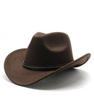 Casual Style Studded Band Wide Brim Cowboy Hat