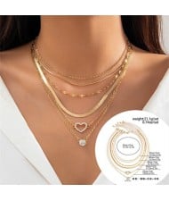 Six Layers Bling Design Heart Fashion Women Snake-link Chain/ Necklace