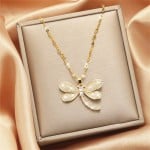 Sparkling Zircon Dragonfly Pendant Titanium Steel Wholesale Women Collarbone Necklace