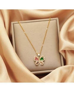 Charming Zircon Flower Pendant Titanium Steel Wholesale Women Collarbone Necklace